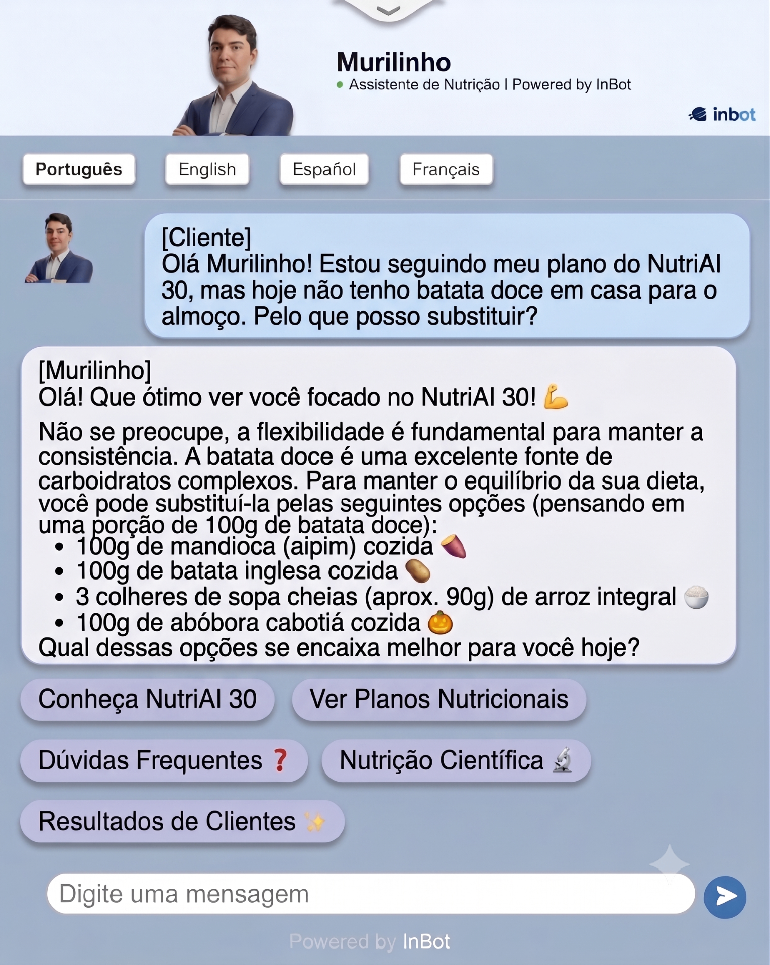Murilinho — seu assistente de nutrição por IA